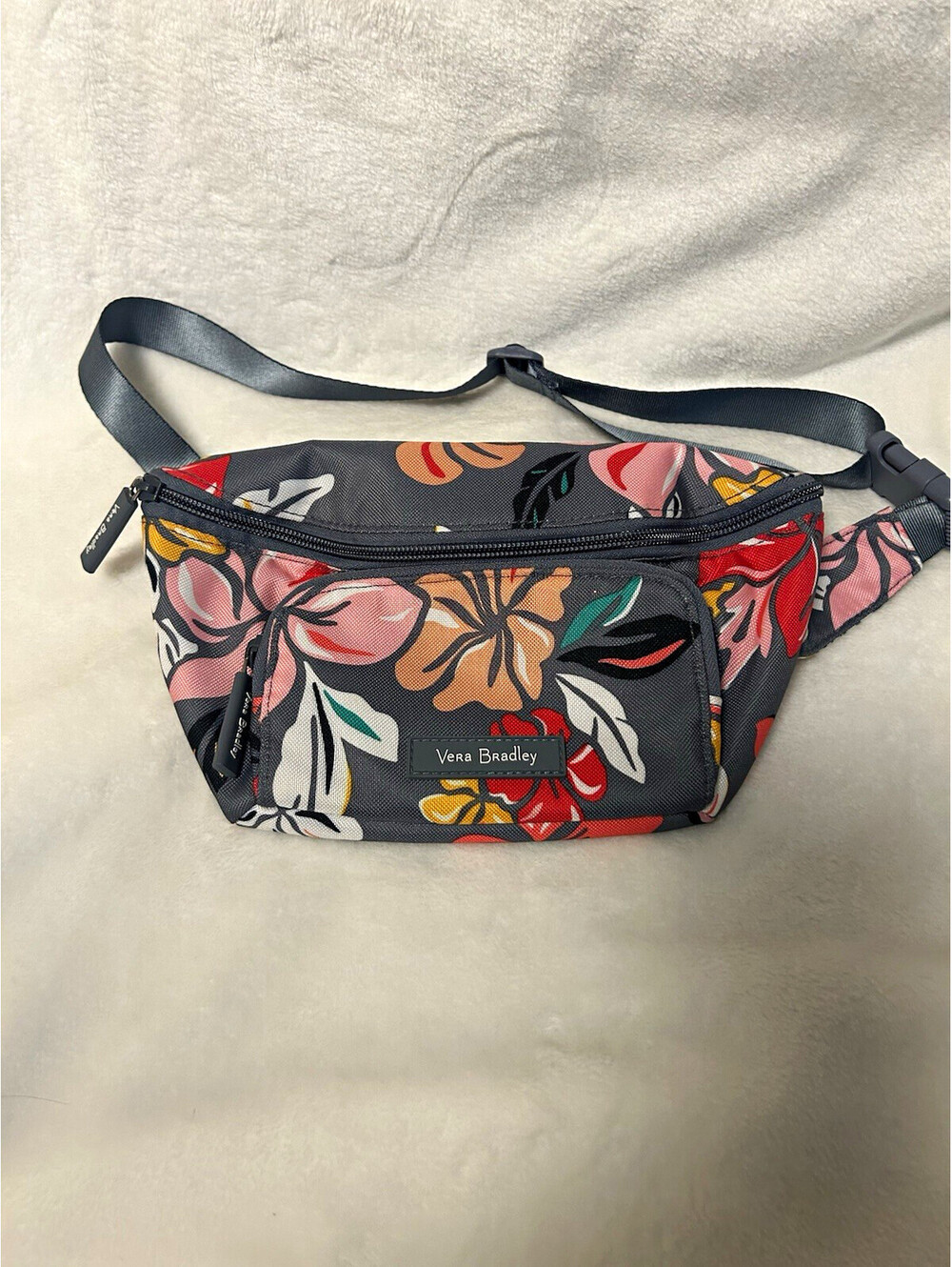 Vera Bradley Floral Print Zip Waist Pack Gray/Multicolor Adjustable Strap